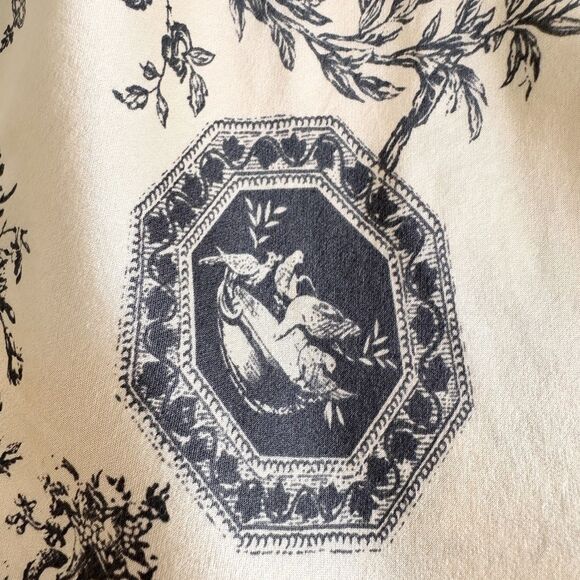 Talbots Pure Silk Sleeveless Blouse Toile Print Cream Gray Size 14 - Picture 8 of 11